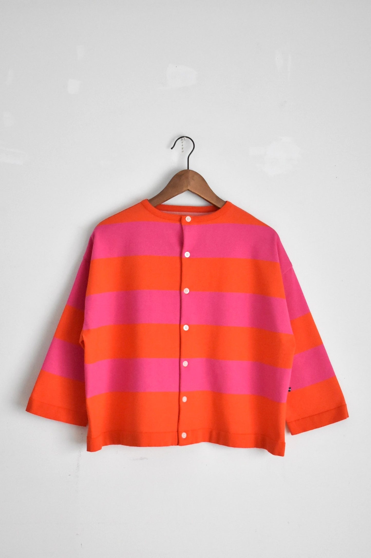 「maillot」wide border 2way cardigan -orange/pink-