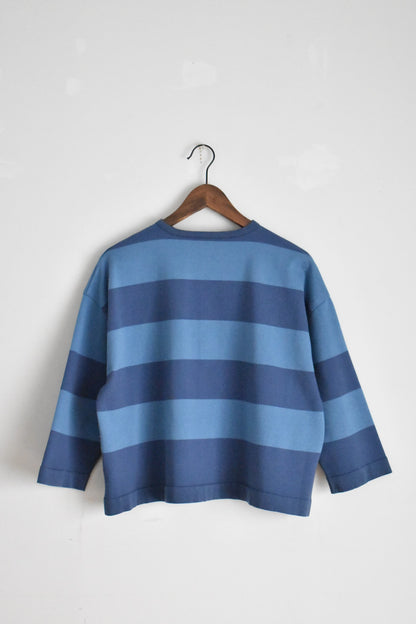 「maillot」wide border 2way cardigan -blue/sax-