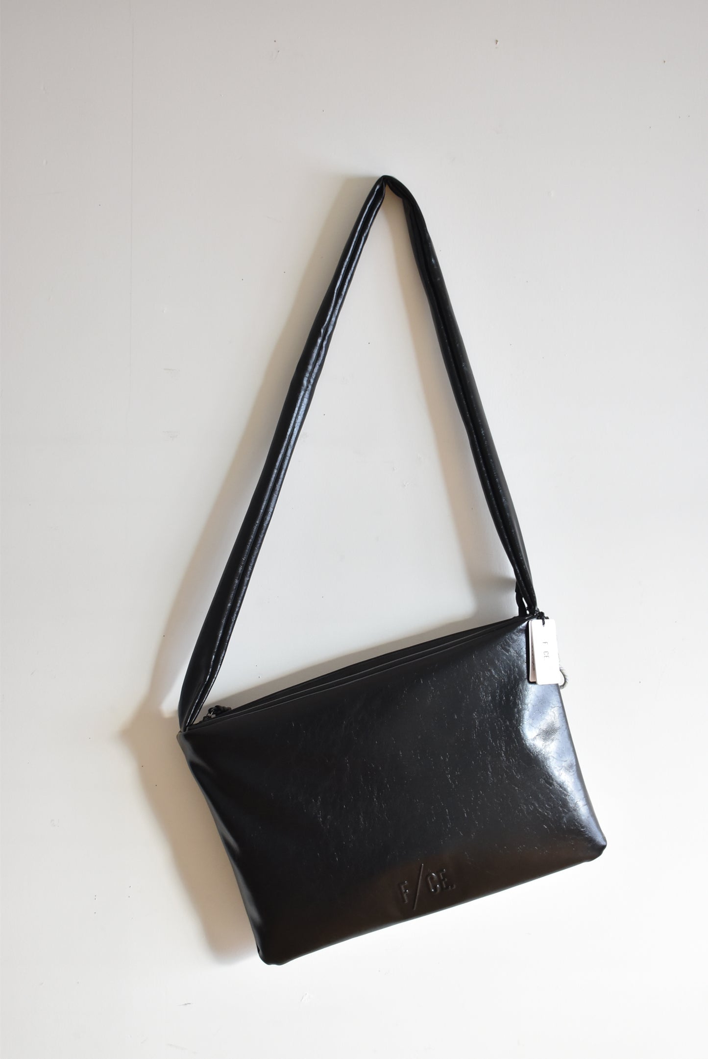 「F/CE.」tech leather big shoulder tote -black-