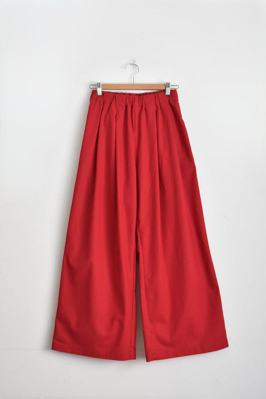 「hunch」french linen wide panta -red-