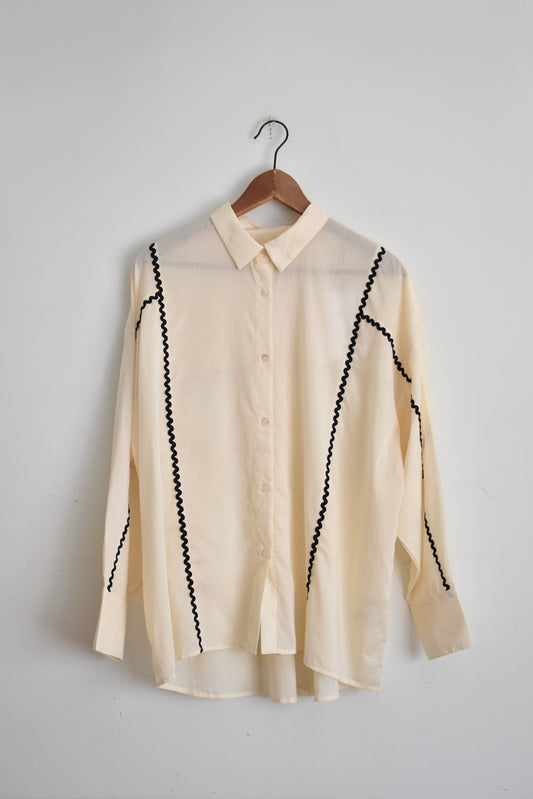 「hunch」cotton bicolor line shirt -lt.beige-