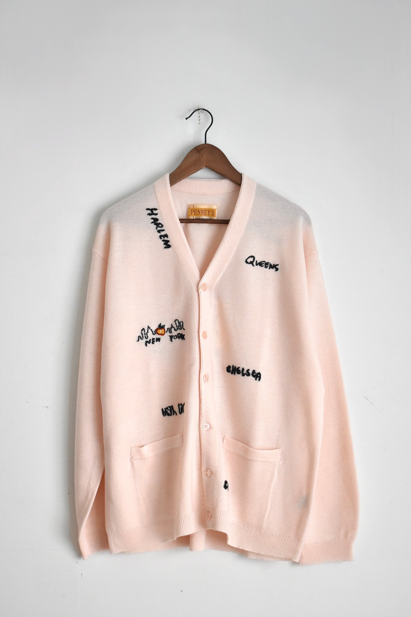 「PENNEY'S」hand embroidery cardigan -smoke pink-