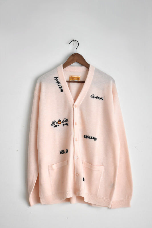 「PENNEY'S」hand embroidery cardigan -smoke pink-