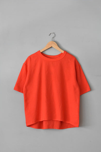 「maillot」linen rich back tuck half sleeve shirt-tee -salvia-
