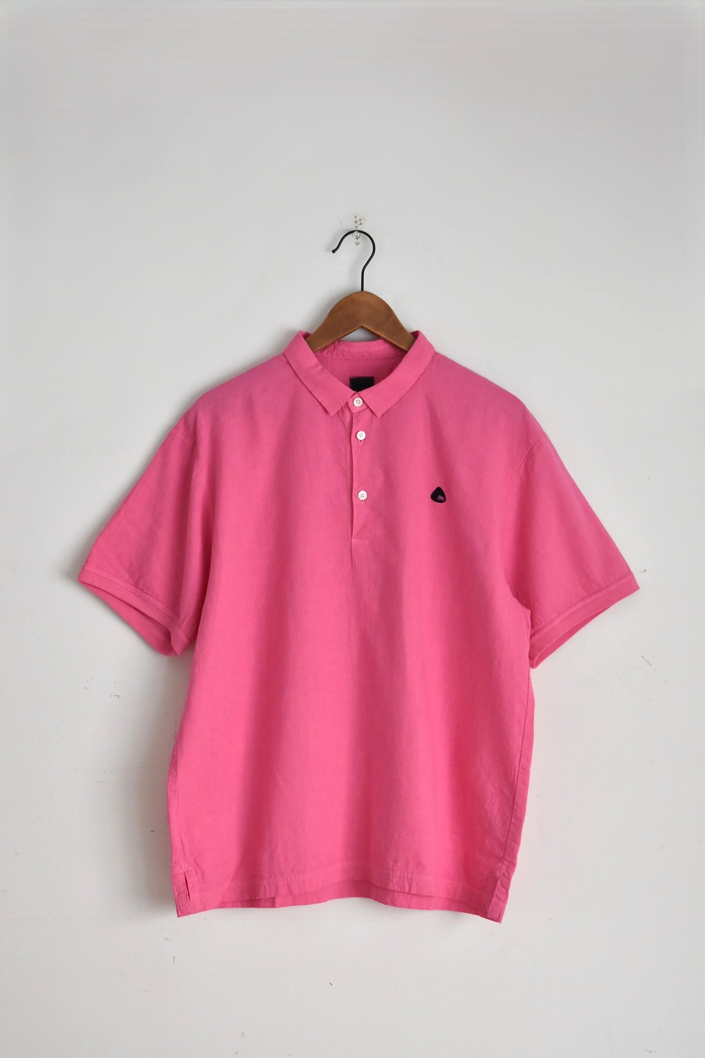 「maillot」linen rich polo shirt-tee -pink-