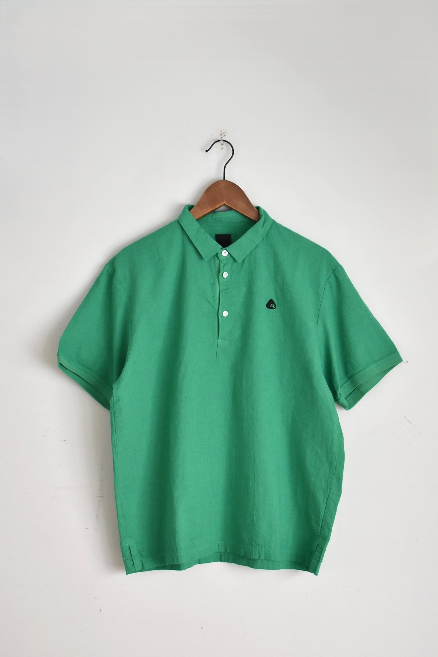 「maillot」linen rich polo shirt-tee -green-