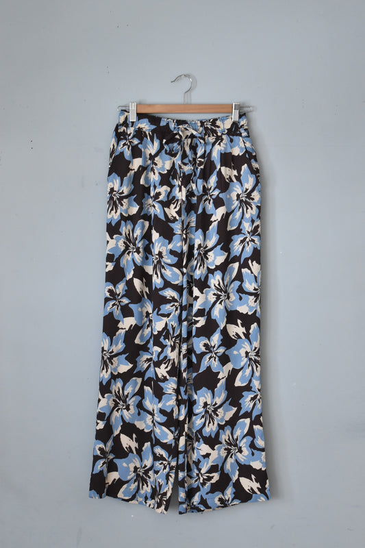 「hunch」flower print easy pants -blue-