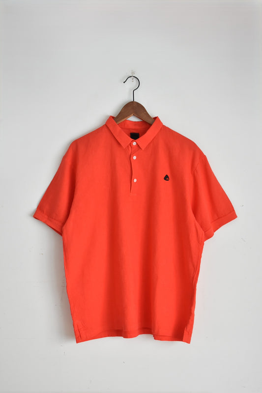 「maillot」linen rich polo shirt-tee -salvia-