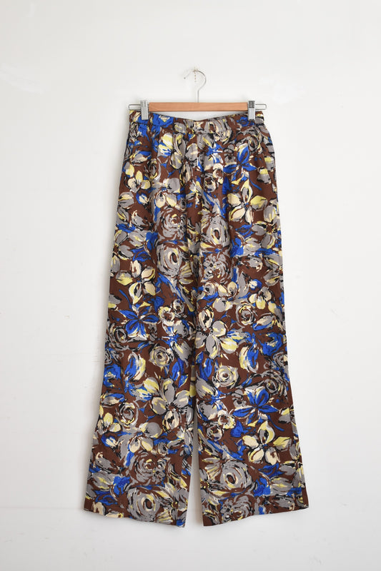 「noia」rayon print easy pants -brown-