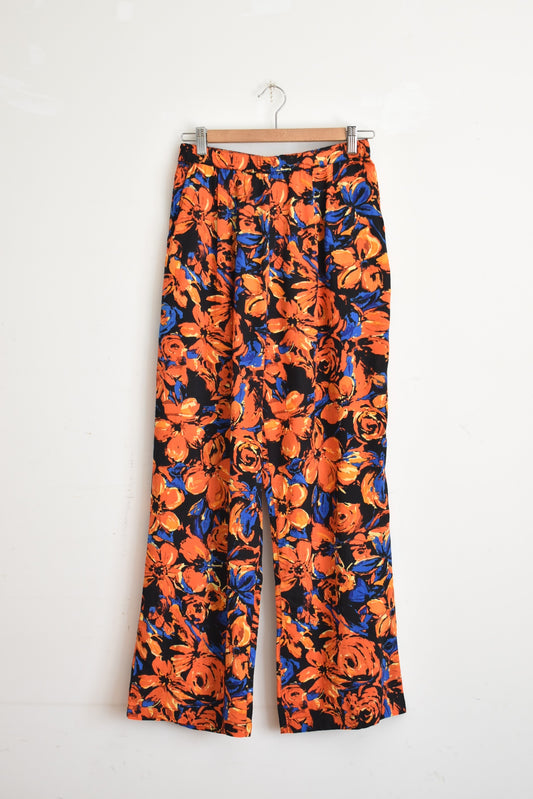 「noia」rayon print easy pants -black-