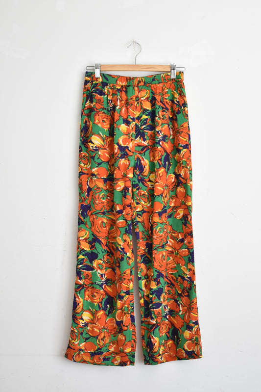 「noia」rayon print easy pants -green-