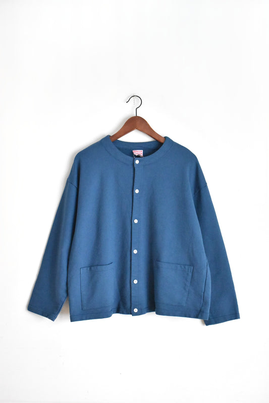 「walla walla sport」women's sweat roundneck cardigan -denim blue-