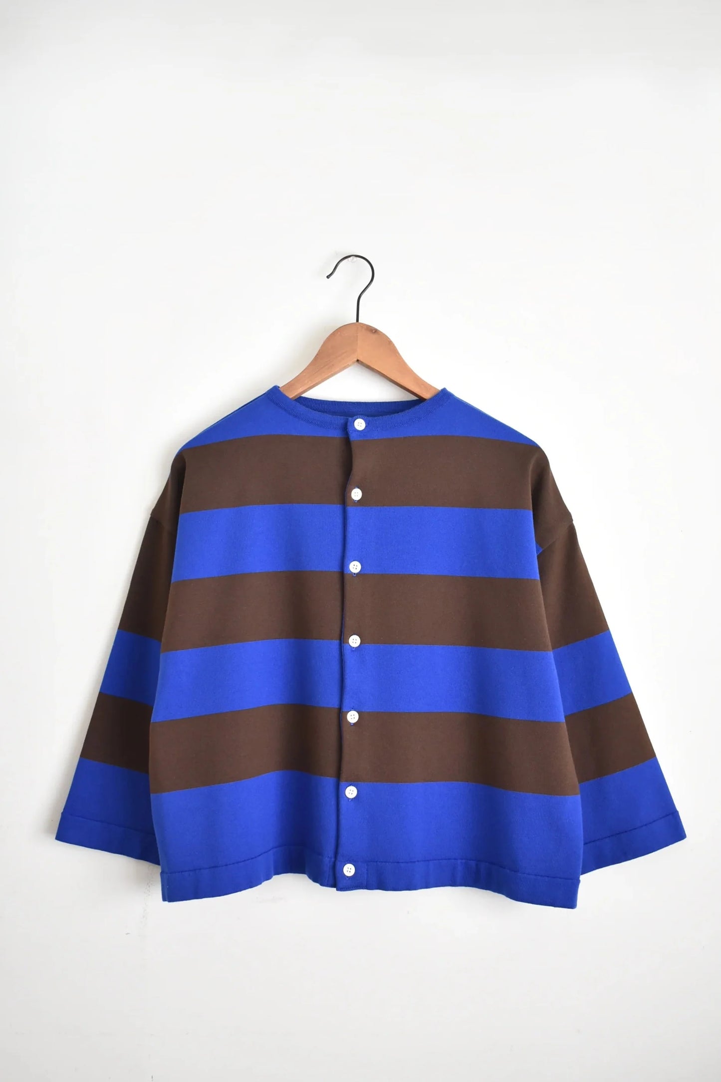 「maillot」wide border 2way cardigan -royal/brown-