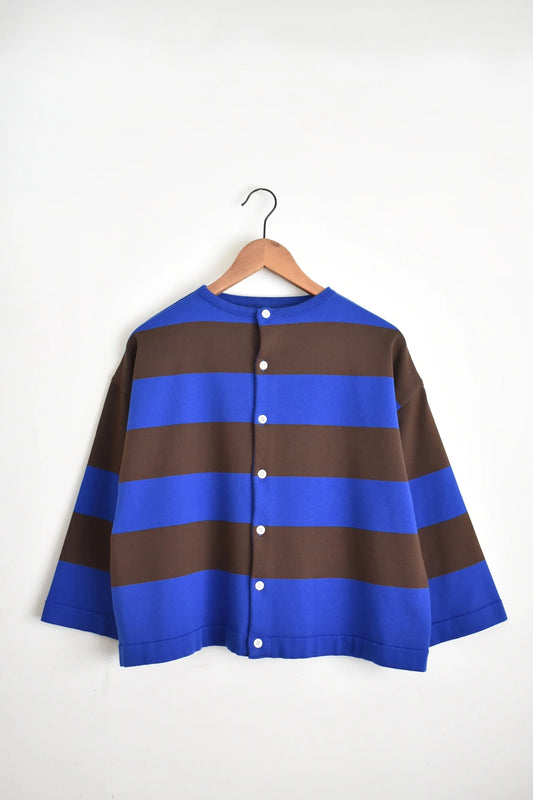 「maillot」wide border 2way cardigan -royal/brown-