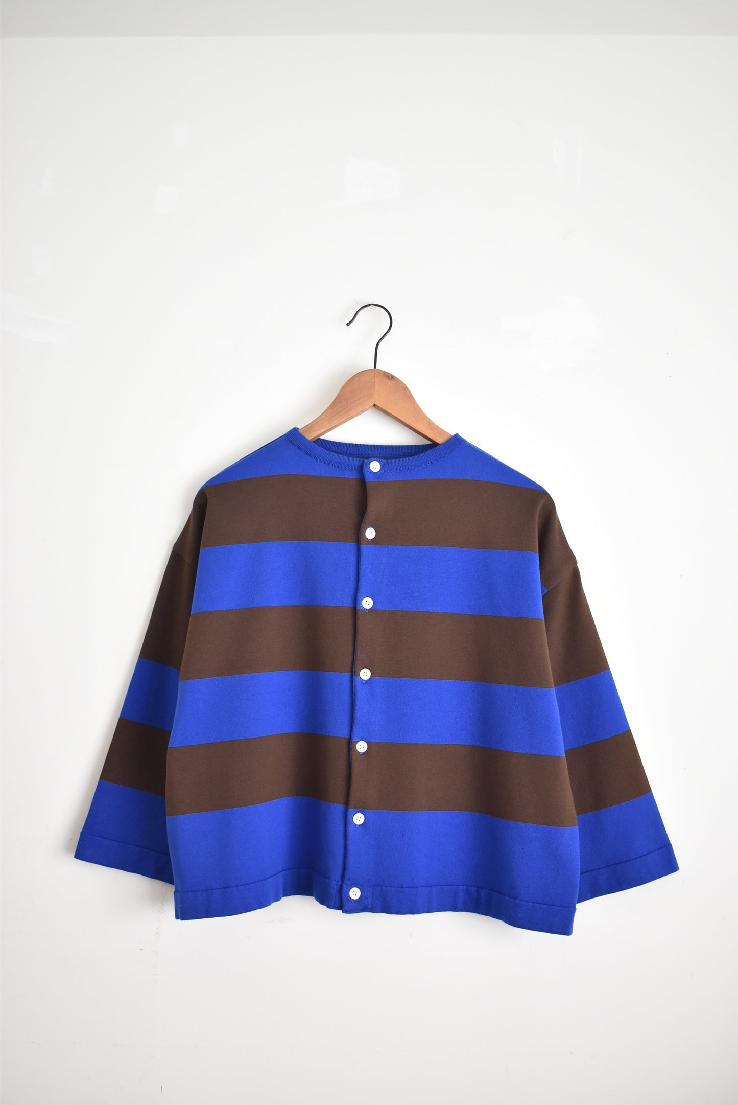 「maillot」wide border 2way cardigan -royal/brown-