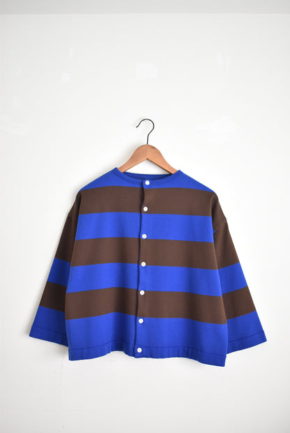 「maillot」wide border 2way cardigan -royal/brown-
