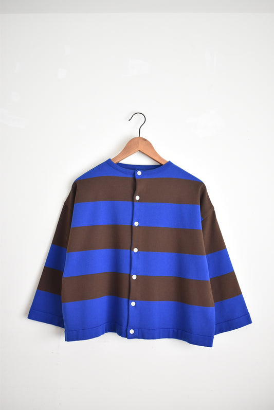 「maillot」wide border 2way cardigan -royal/brown-
