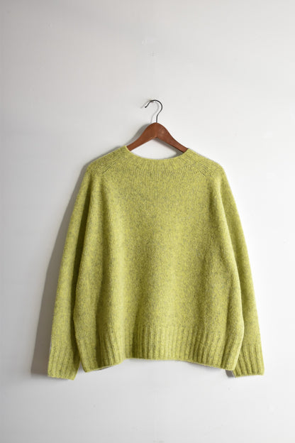 「maillot」mature wool bicolor crew wide sweater -l.sax/yellow-