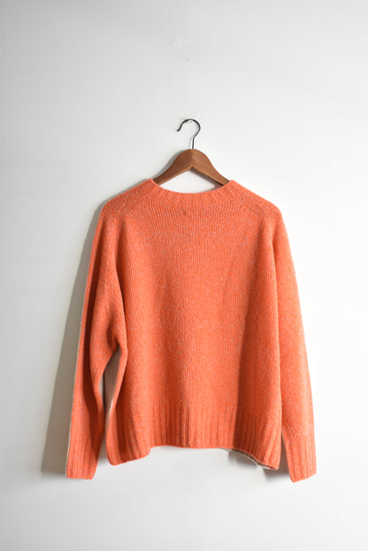 「maillot」mature wool bicolor crew wide sweater -beige/orange-