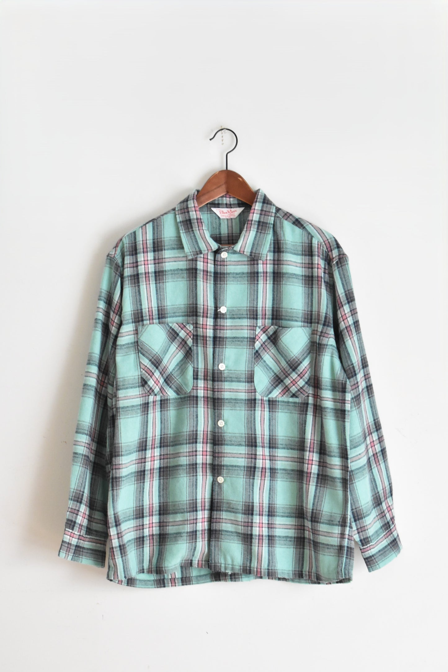 「Dan River」worn-out check flannnel shirts -green-