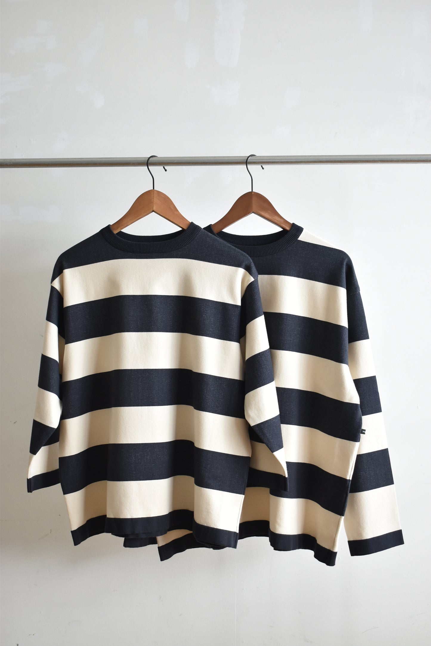 「maillot」wide border long T -charcoal/silver-