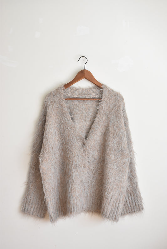 「hunch」shaggy knit cardigan -beige-