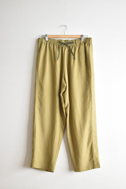 「GOHEMP」green hill pants -embroidery spinach green-