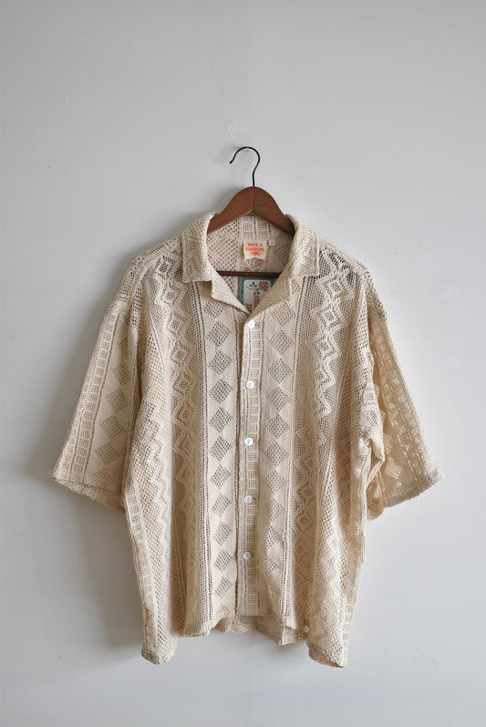 「HAVE A GRATEFUL DAY」wide lace shirt -natural-