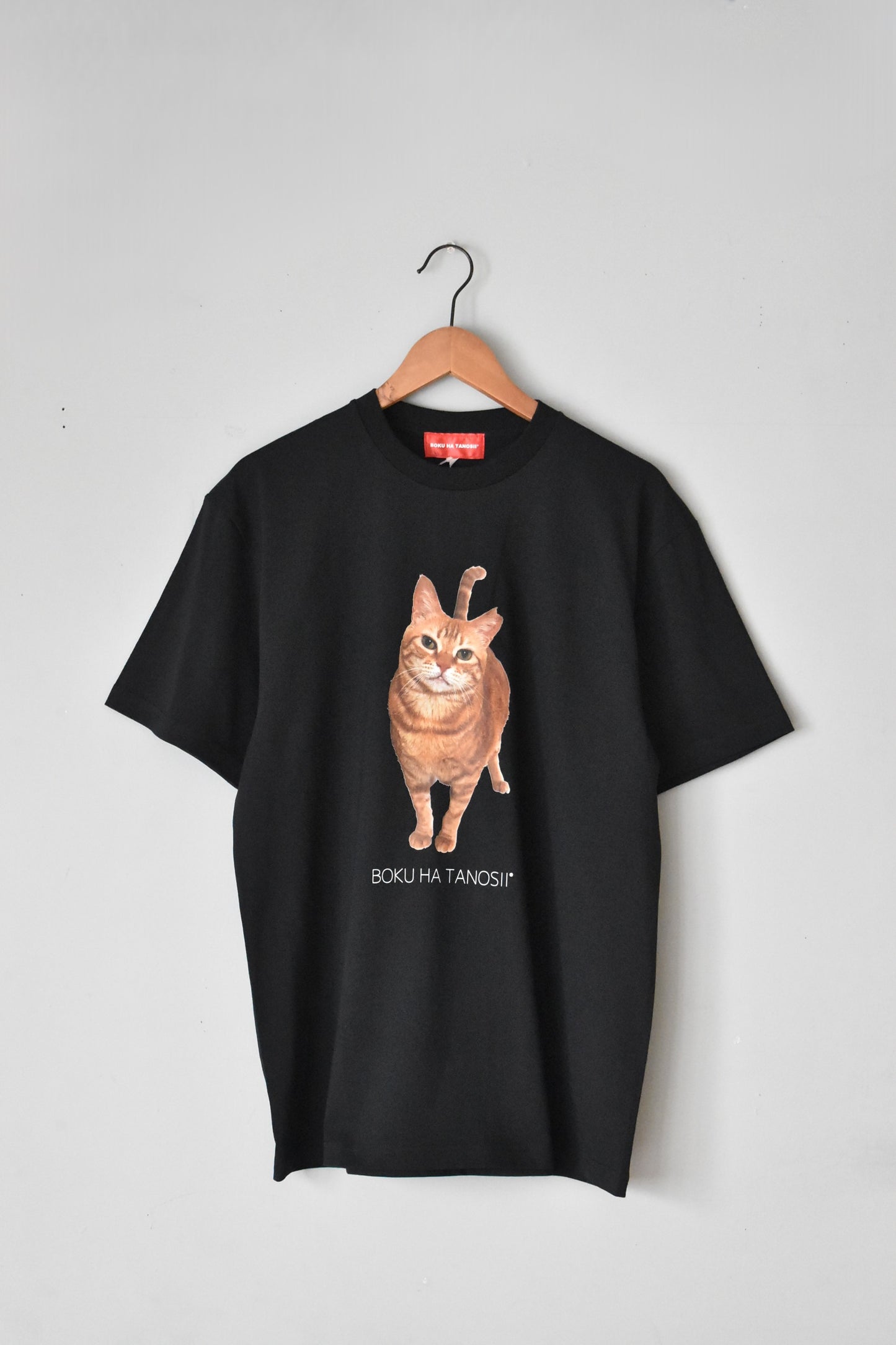 「BOKU HA TANOSII」science photo Tee -house cat- black