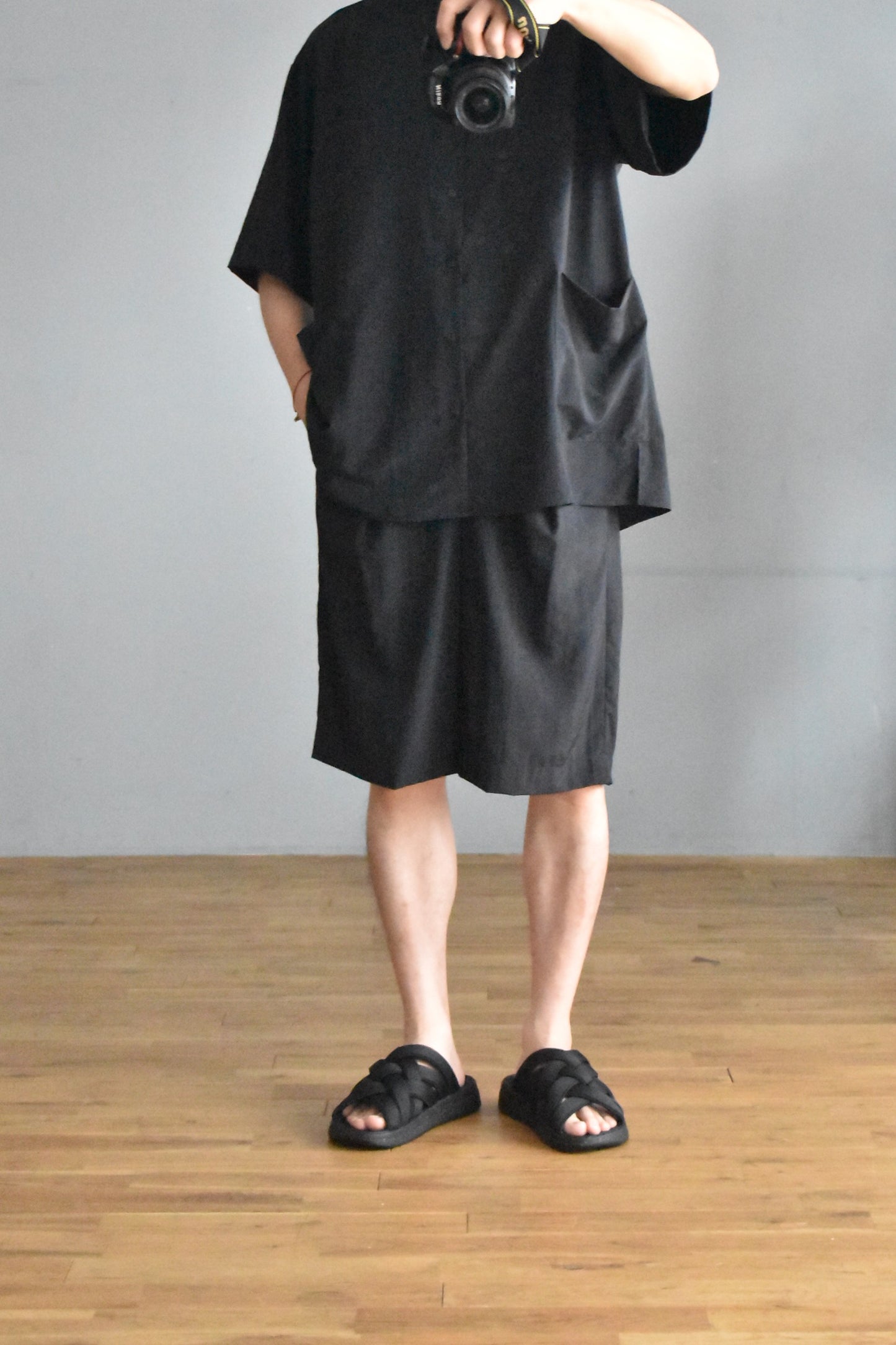 「ämne」nylon shorts orca's -black-