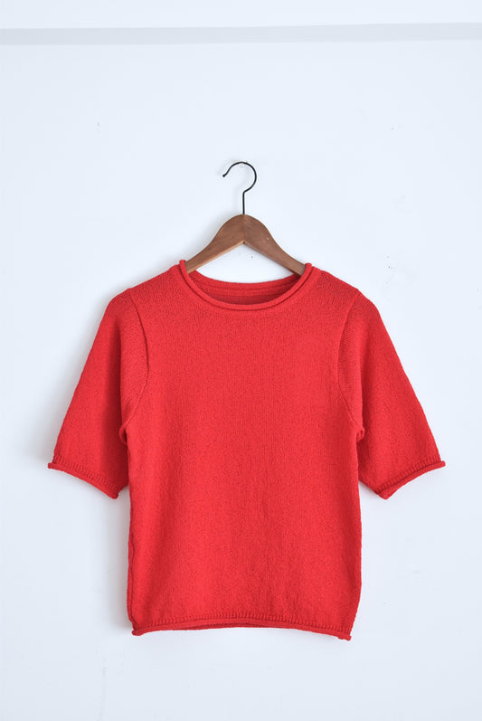 「noia」half sleeve summer knit -red-