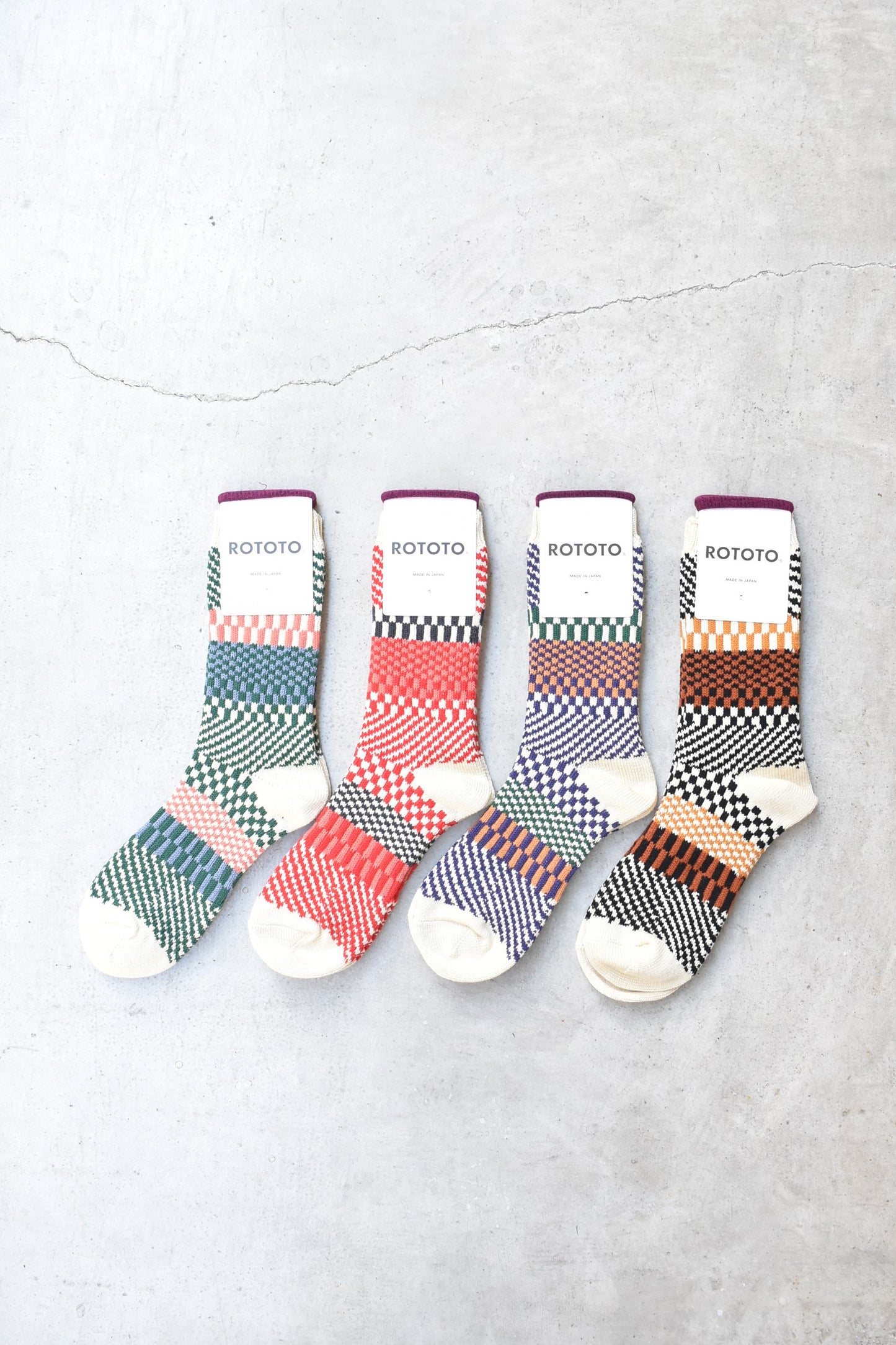 「ROTOTO」check & step socks