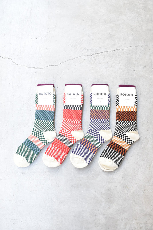 「ROTOTO」check & step socks