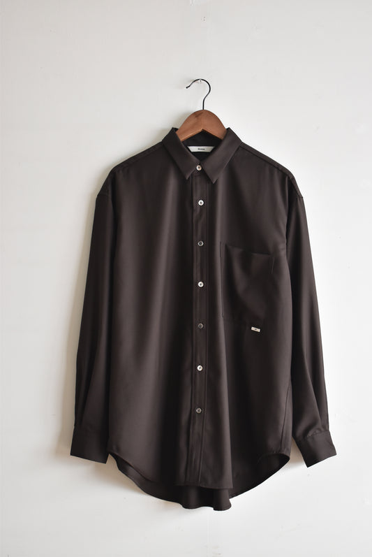 「amne」gabardine classic shirts -chocolate-