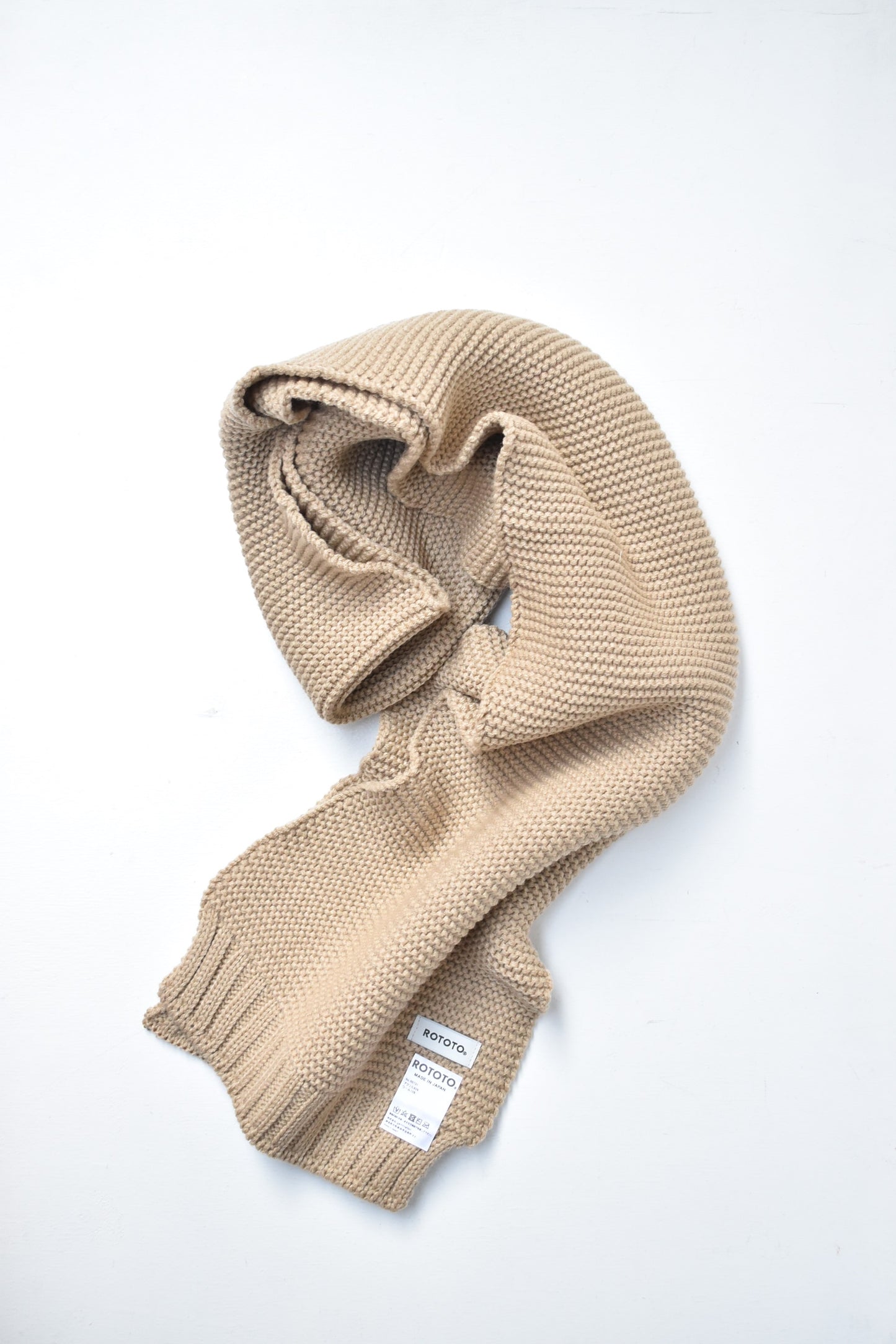 「ROTOTO」chunky garter muffler -beige-