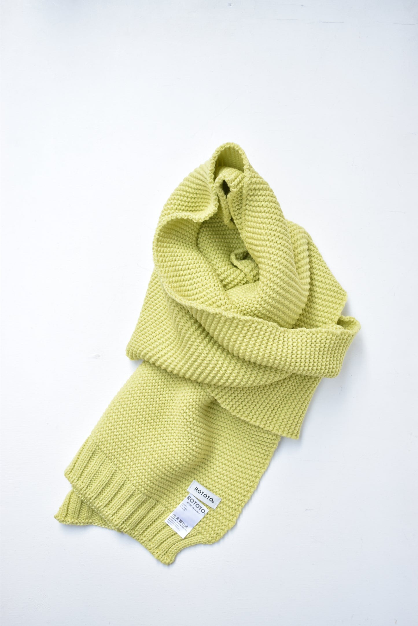 「ROTOTO」chunky garter muffler -lime-