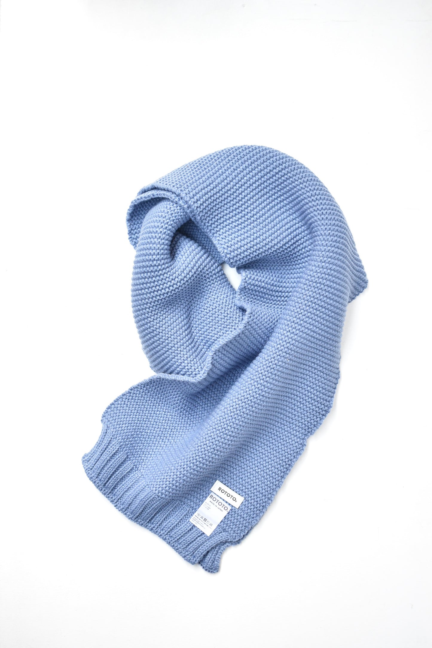 「ROTOTO」chunky garter muffler -l.blue-