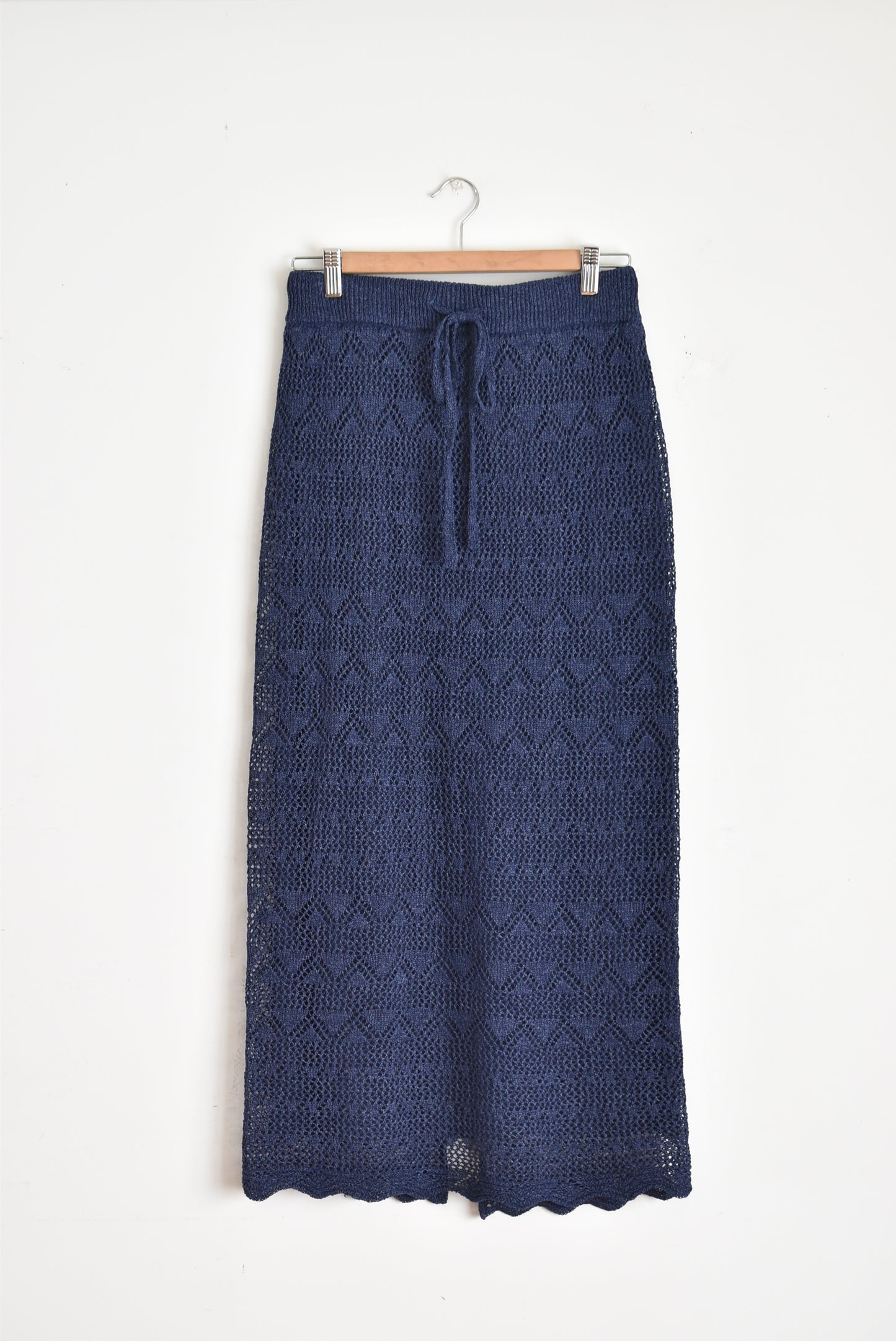 「hunch」paper yarn knit skirt -navy-