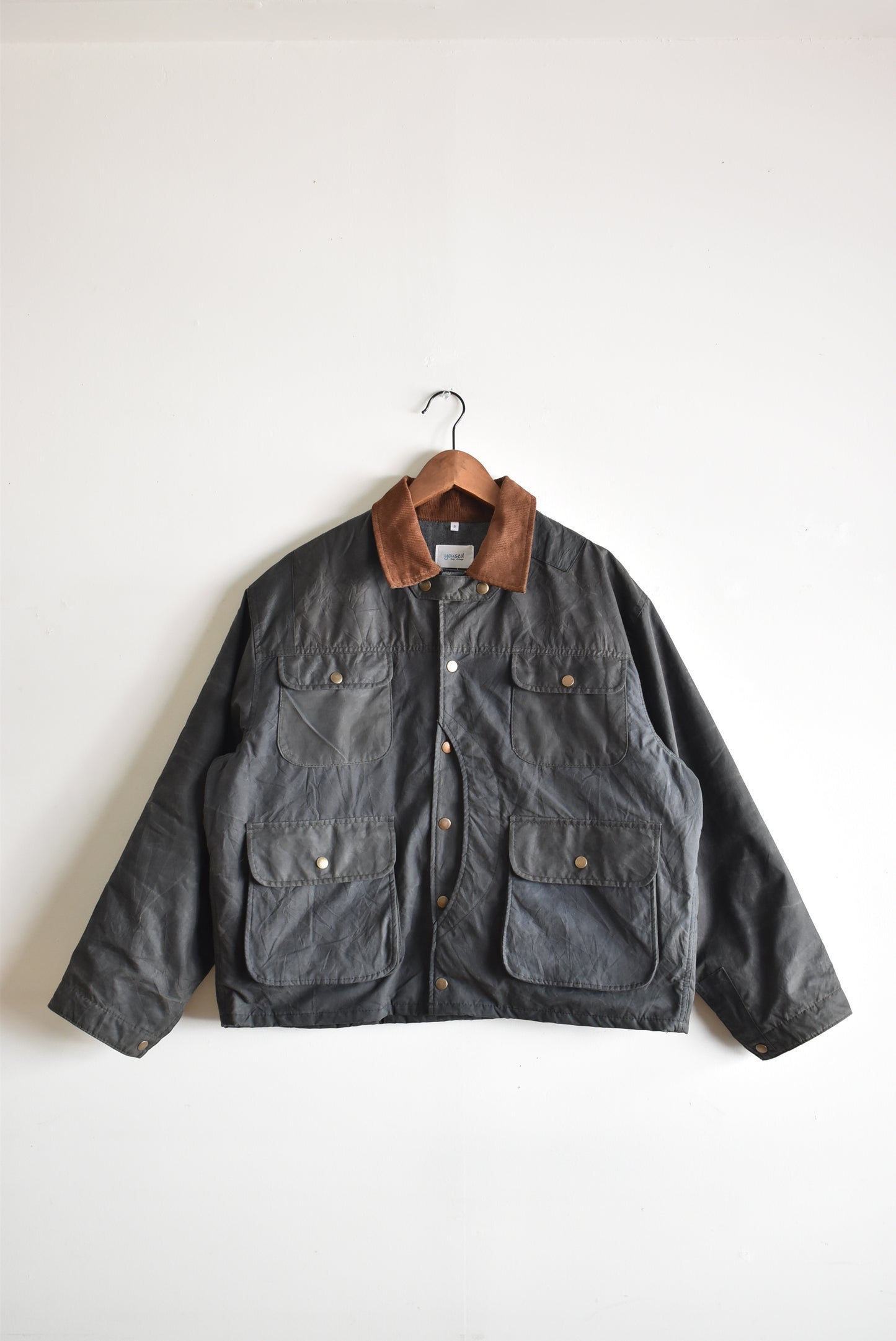 「Yoused」oiled classic warden jacket -black mix-