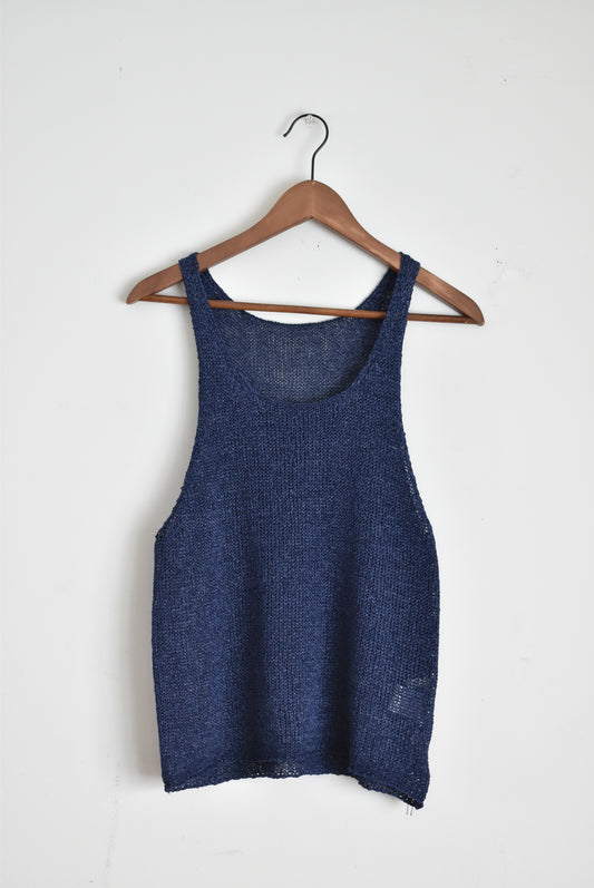「hunch」paper yarn over tanktop -navy-