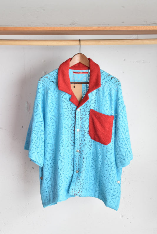 「leh」bowling lace s/s shirt -turquoise-