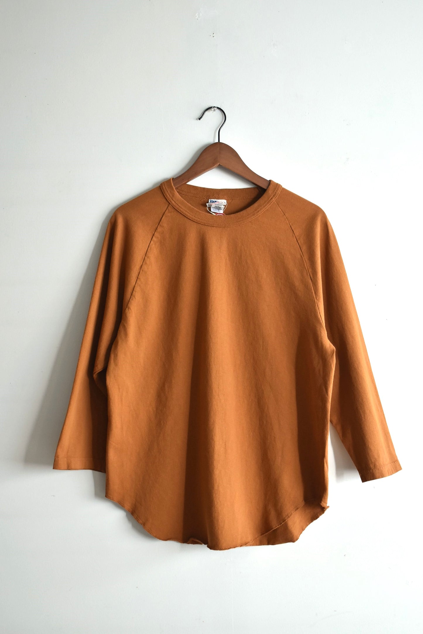 「walla walla sport」3/4 baseball tee -tobacco-