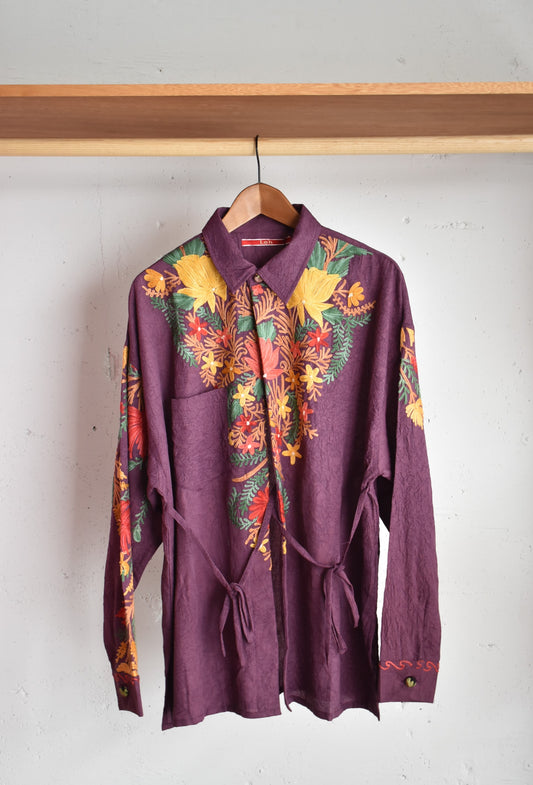「leh」kasimire 羽織 shirts -purple-