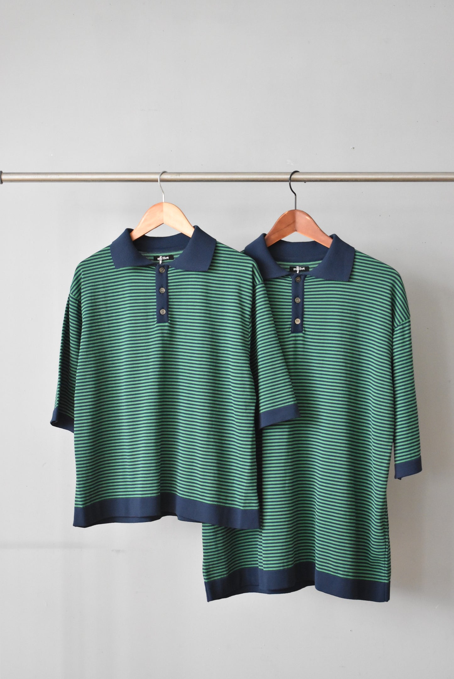 「maillot」mature border polo -navy/green-