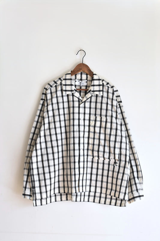 「F/CE.」recycle open collar shirts -check・white-