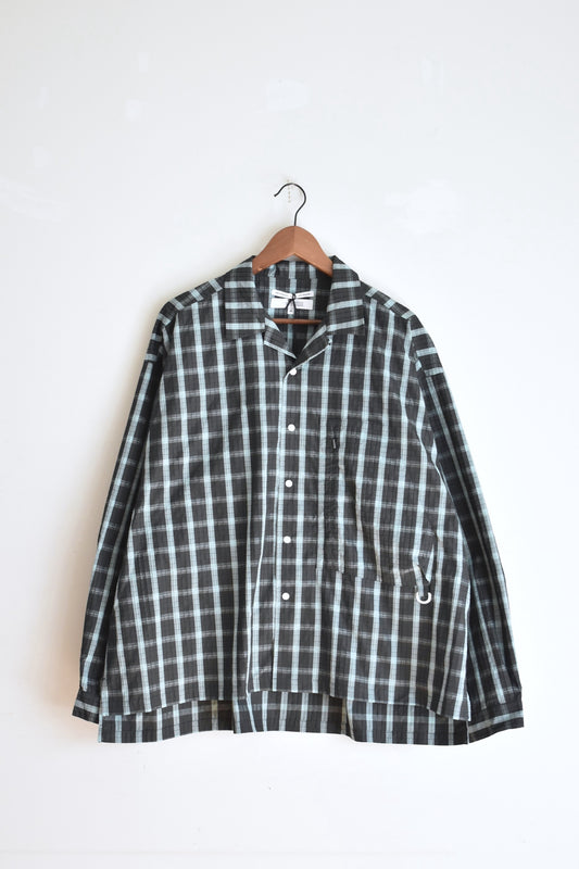 「F/CE.」recycle open collar shirts -check・green-