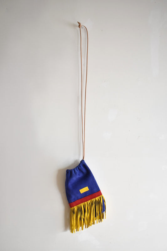 「1/2 HALF」suede fringe purse -blue mix-