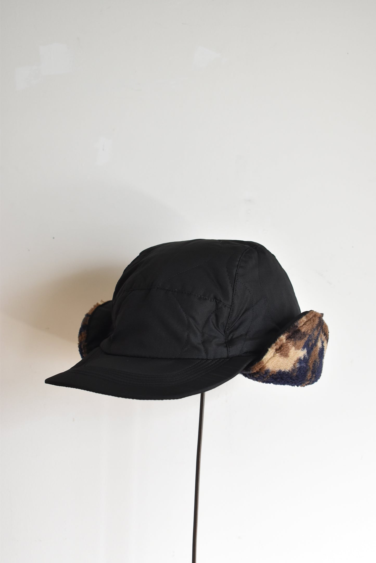 「TAION」military down × boa warm cap  -black / paint camo-