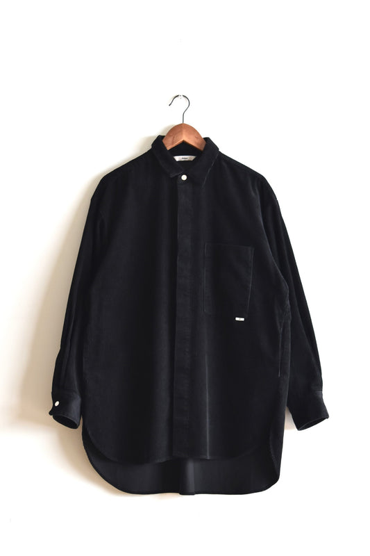 「amne」８corduroy flow shirts -black-