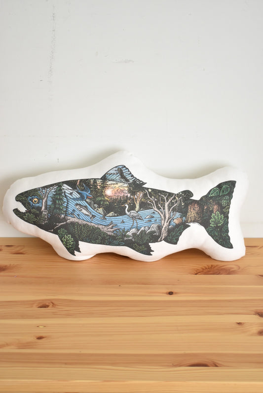 「Ray Troll」salmon scape cushion